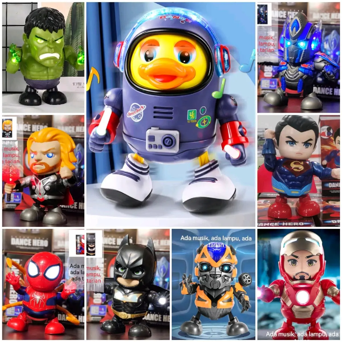 COD Robot selebriti internet, robot listrik, menari dengan musik dan lampu, baterai lampu anak mainan toys