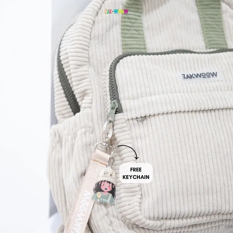 Zakwoowstyle Cava Backpack Medium | Ransel Medium Sekolah | Ransel Kuliah FREE KEYCHAIN (bundling TULIS NOTES WARNA RAINCOVER) Corduroy 6