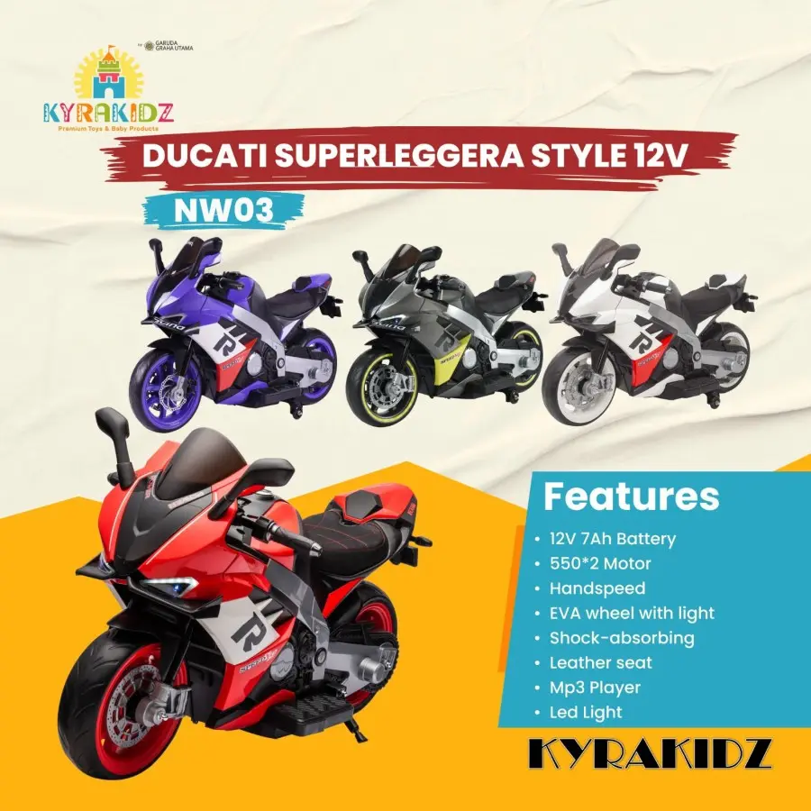Mainan Anak Motor Aki Ducati Superleggera Style 12V NW 03 Kyrakidz