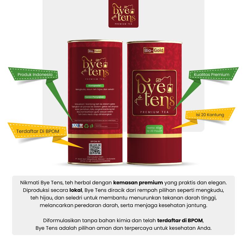 Product Introduction of Bye Tens - Bundling 2 Kaleng Minuman Teh Herbal Rempah Tradisional Teh Hijau, Mengkudu, Seledri untuk Darah Tinggi 1