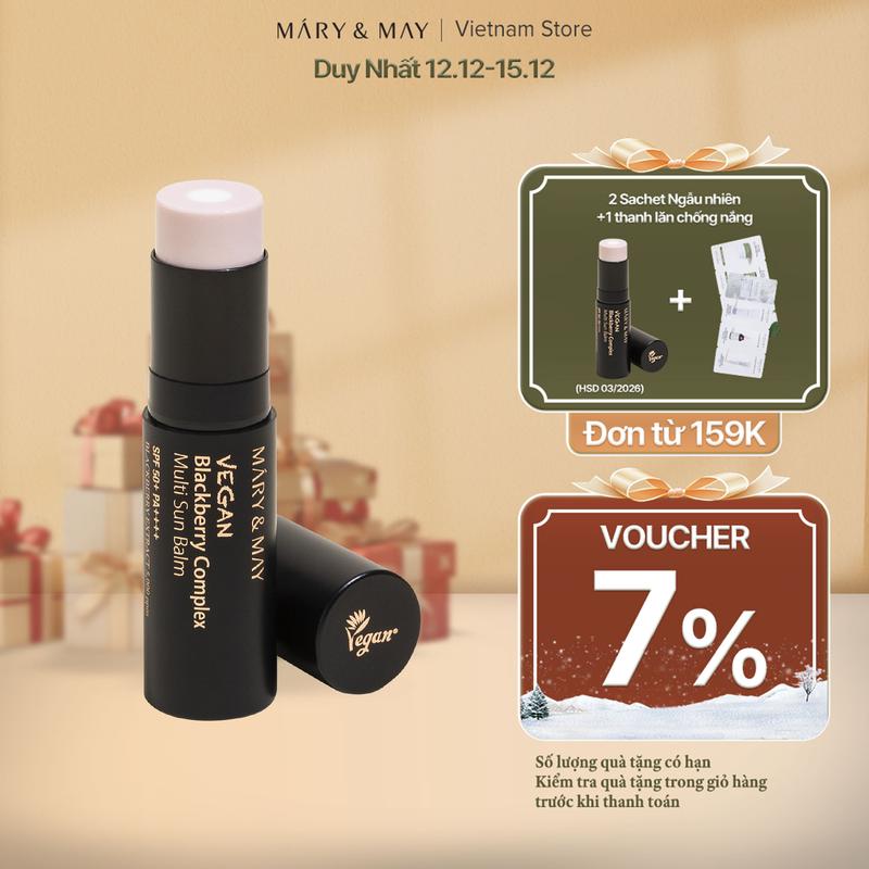 HSD: 03 2026 Thanh Lăn chống Nắng MARY&MAY Vegan Blackberry Complex SPF50+ PA++++ 10g