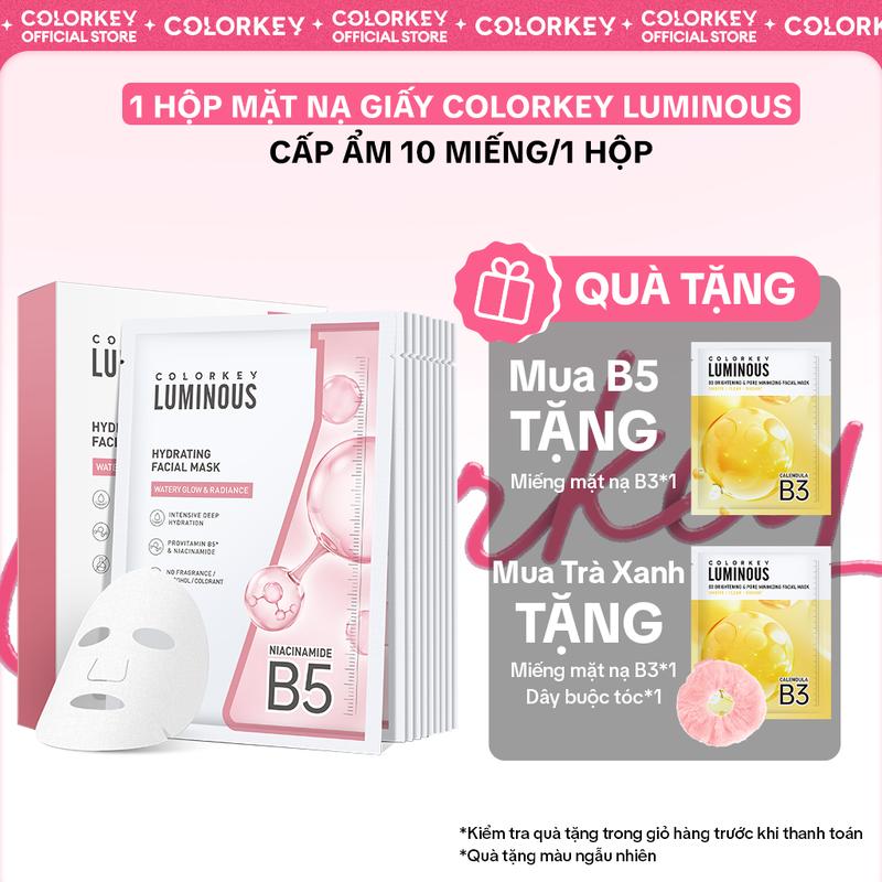 [Exclusive Livestream] 1 HỘP Mặt Nạ Giấy COLORKEY LUMINOUS Hỗ Trợ Cấp Ẩm PHIÊN BẢN NÂNG CẤP MỚI 10 miếng/hộp Skincare Làm Đẹp Da - KLL1L1