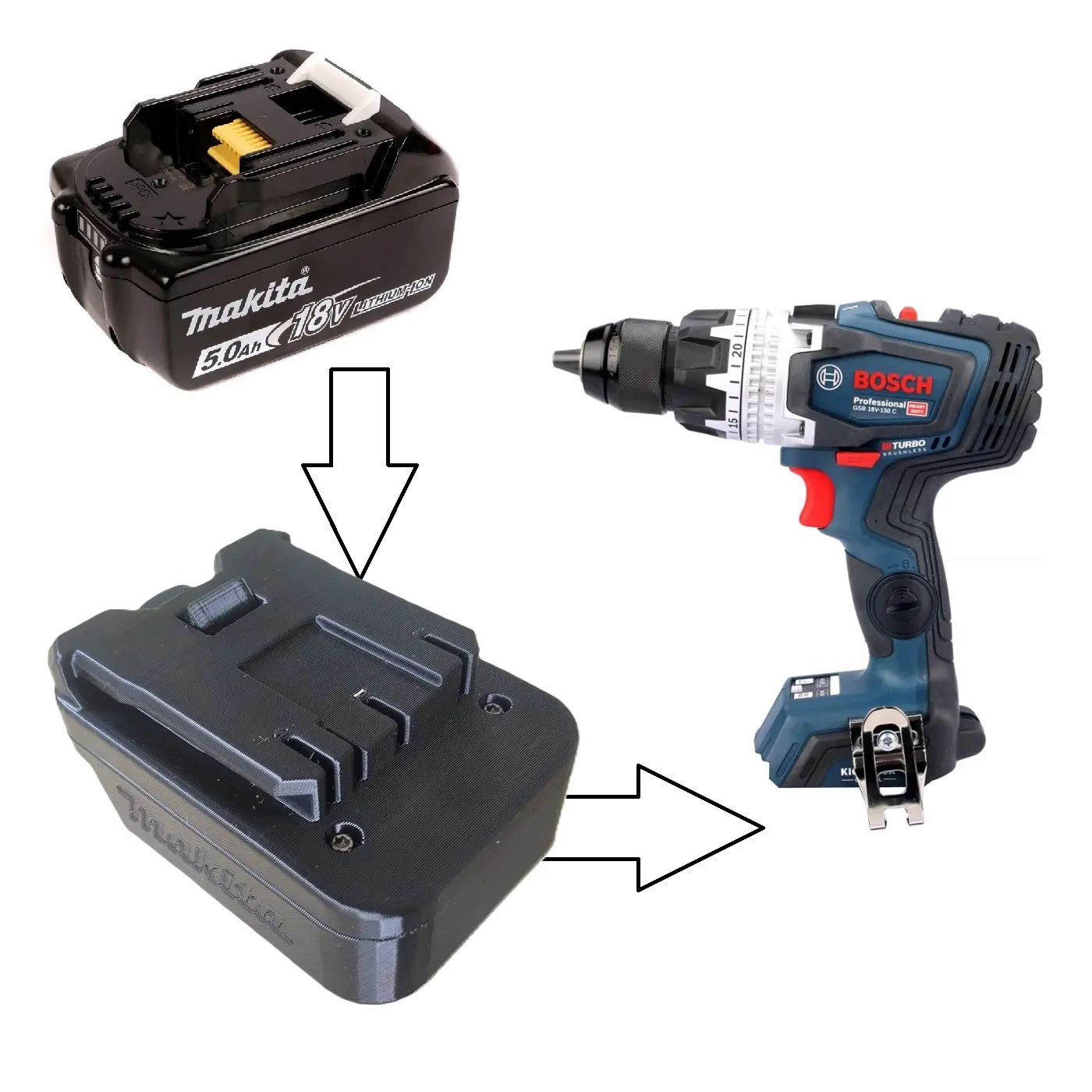 Đế chuyển pin cho máy BOSCH 18v (Không bao gồm máy và pin)