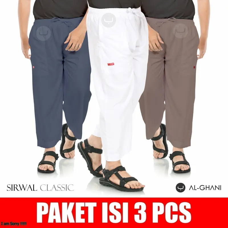 PAKET ISI 3PCS, Celana Sirwal ALGHANI -Soft (untuk dalaman jubah, gamis/sarung), Celana Pria Muslim Dewasa 0
