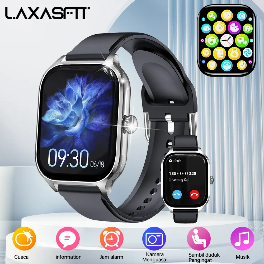 LAXASFIT H9MAX Smart Watch, Suitable for Daily Use, Business,Exercise, Magnetic Charging, Sports mode, 160mAh Long-lasting Battery Life,Sleep Tracking, Music & Camera Controls