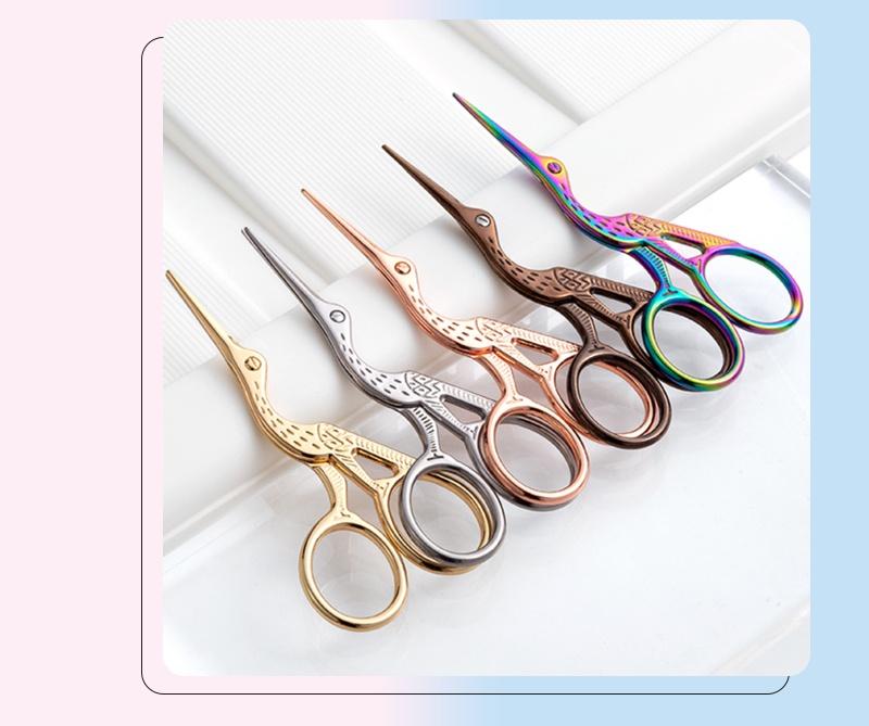 Product Introduction of Scissors Nail Art Manicure Tool Crane Shape Coloful Curved Head Eyebrow Chinese Style KOUDAN 19