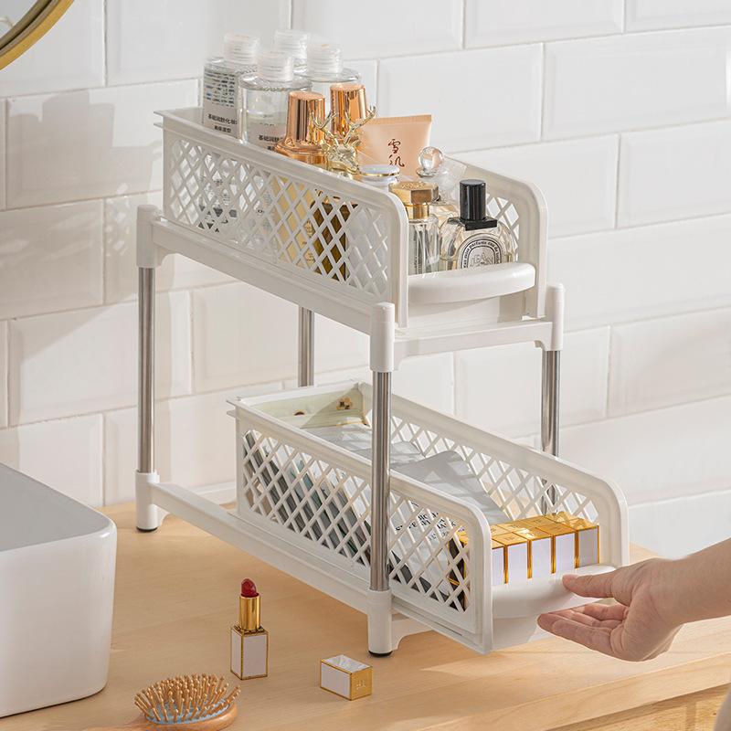 Product Introduction of 2-Tier 37CM Kitchen Multi-Use Slide-Out With Handles Under Sink Organizer Spice Rack  Holder Bathroom Bath Organiser 32