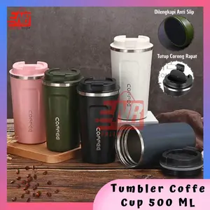 Termos Tumbler Mug Coffee Cup 500ml Stainless Steel Tahan Panas Dingin Anti Tumpah Vacuum Cup Teh Kopi Tahan Lama Dilengkapi Anti Slip Tutup Corong Rapat BPA Free Food Grade