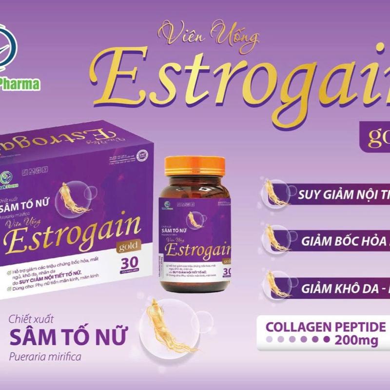 SÂM TỐ NỮ BẢN MỚI 1hộp VIÊN UỐNG ESTROGAIN GOL HỖ TRỢ CẢI THIỆN NỘI TIẾT TỐ NỮ 1 hộp 1lọ 30vien