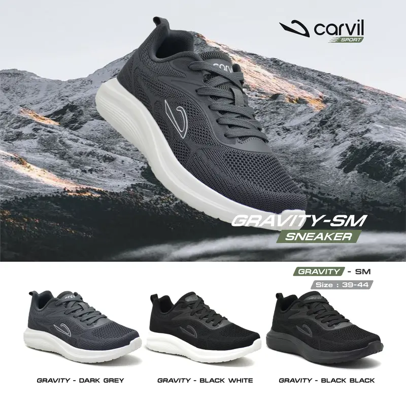Carvil Sepatu Gravity SM Casual Sneaker Black/Black 43