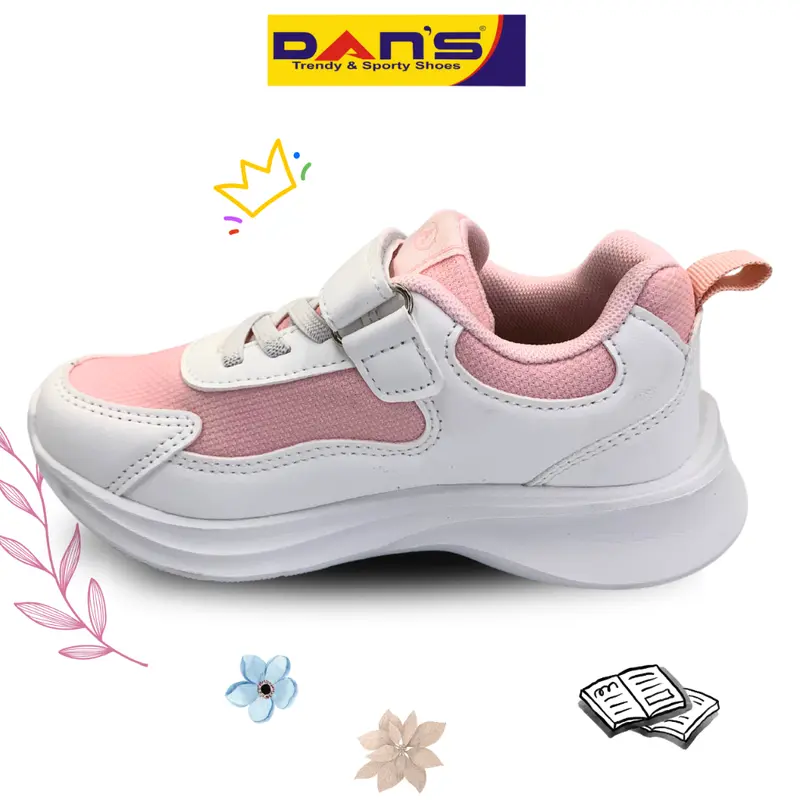 Sepatu Dans Kalama Sepatu Sneakers Anak Perempuan - White/Pink 1