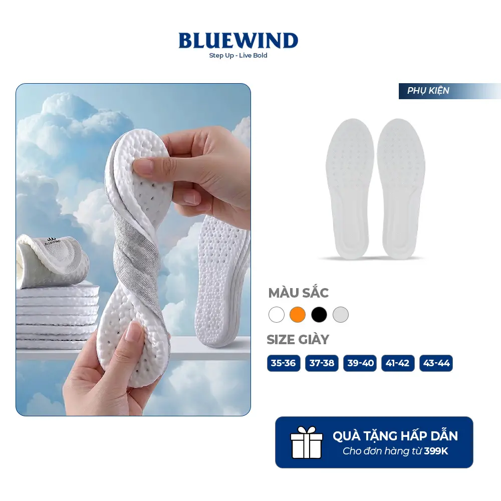Lót Giày Thể Thao Unisex Đàn Hồi, Êm Mềm, Siêu Nhẹ, Thoáng Khí BLUEWIND 9310