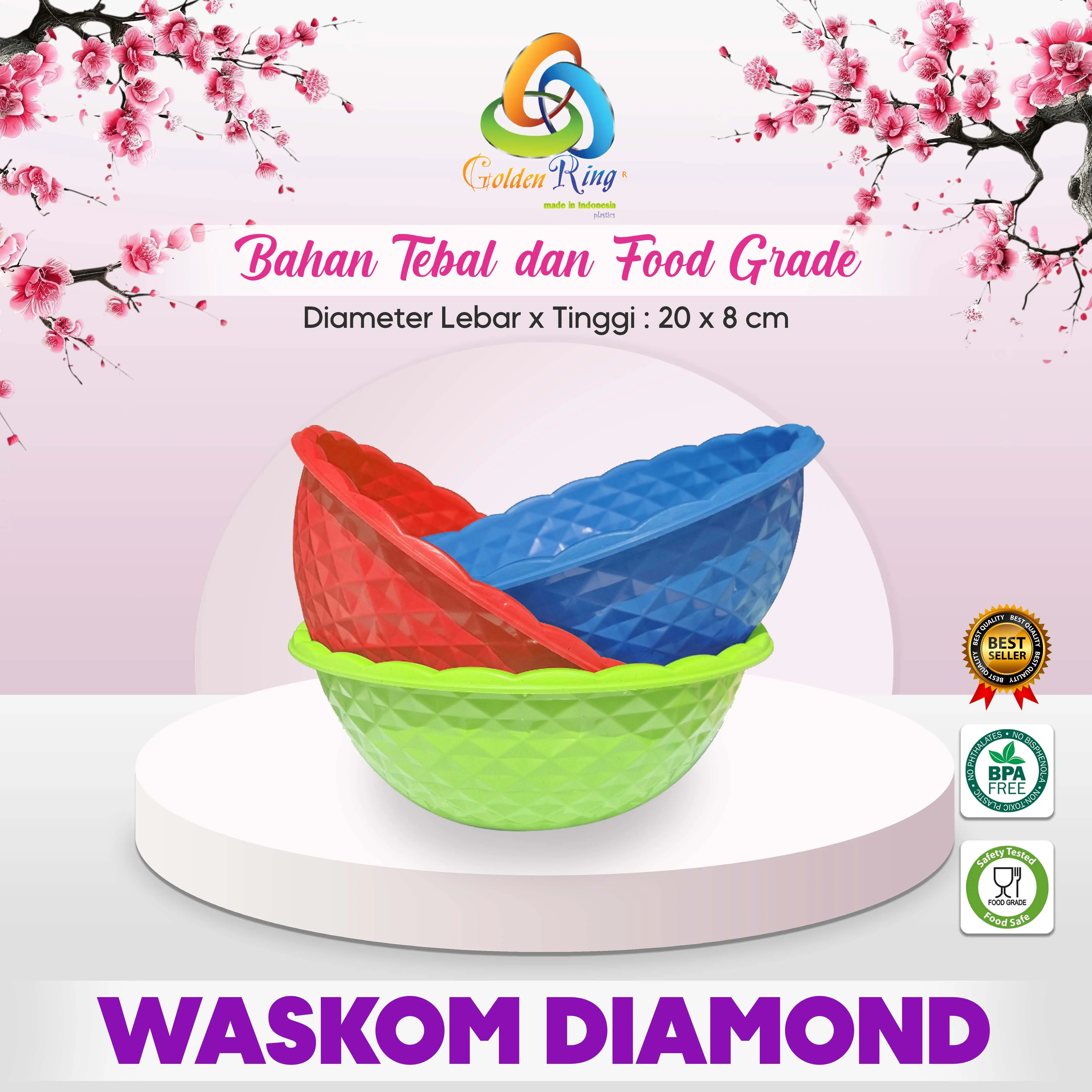 (24 PCS) WASKOM DIAMOND / BASKOM PLASTIK/ BASKOM KECIL/BASKOM HAJATAN/ 2 LUSIN BASKOM