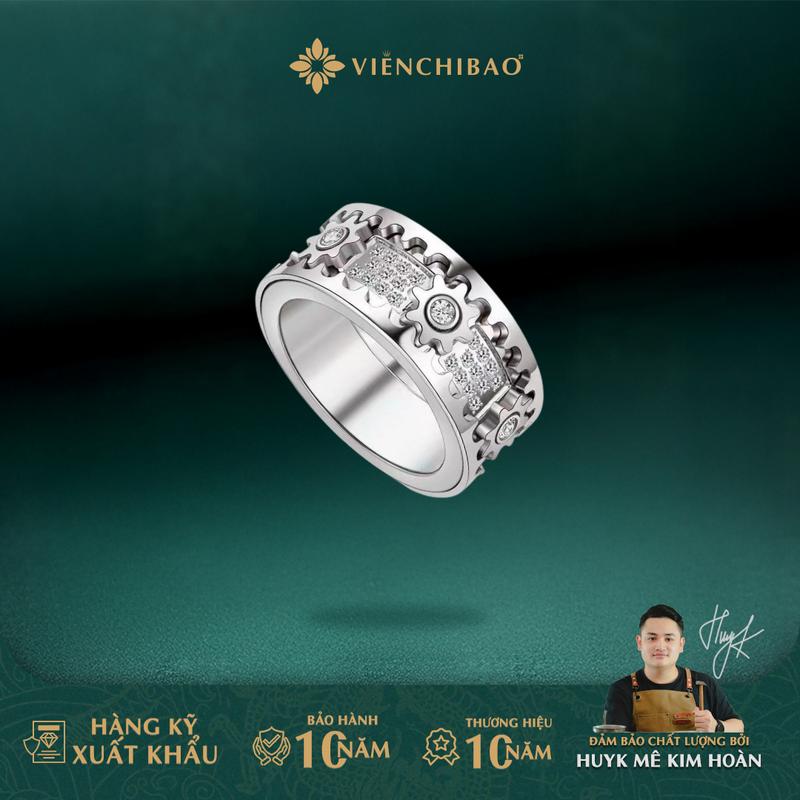  HuyK Viễn Chí Bảo - Nhẫn xoay răng cưa đính đá Moissanite chất liệu bạc S925 - N101276 