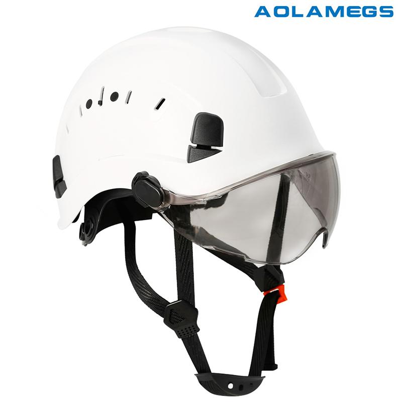 AOLAMEGS CE Construction Safety Helmet with Black Sunglasses Goggles,Safety Protection,Outdoor Mountain Climbing Rescue Construction Site,Waterproof, Sweatproof, Shockproof,Adjustable Size 0