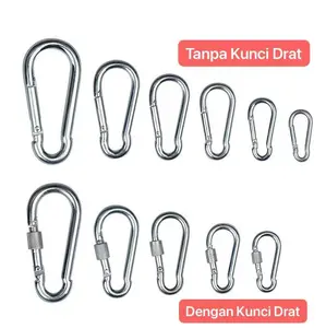 Carabiner Nut Screw Lock Climbing Gear Snap Hook Karabiner Stainless steel Pengait Gantungan Serbaguna