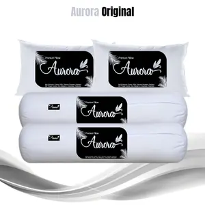[Aurora Original] 2 Bantal 2 Guling Tidur Uk. 40 x 60 cm Kain Katun Bed Anti-Allergic Bebas Dicuci bantal  hotel