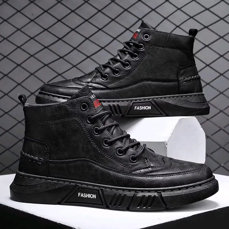 Sepatu pria boots model kulit terbaru 2025 JHON- HH89 sepatu kuat premium (Hitam size 40)