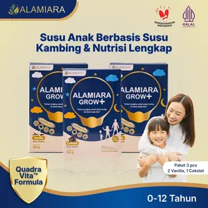Alamiara Susu Anak untuk Fokus & Tumbuh Kembang | Nutrisi Otak & Pencernaan 0–12 Tahun COKLAT 2 VANILLA 1 Paket Isi 3