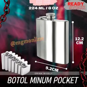 Botol pocket Stainless 224ml Hip Flask 8oz liquor botol minuman keras