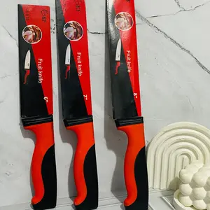 Pisau dapur gagang bahan stainless steel warna gagang merah hitam A-516