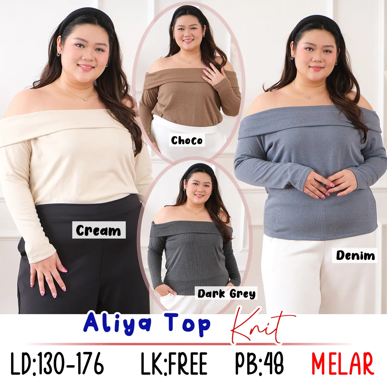 ALIYA TOP BAJU ATASAN SABRINA WANITA MELAR BIGSIZE JUMBO MURAH BIG SIZE BESAR OVERSIZE