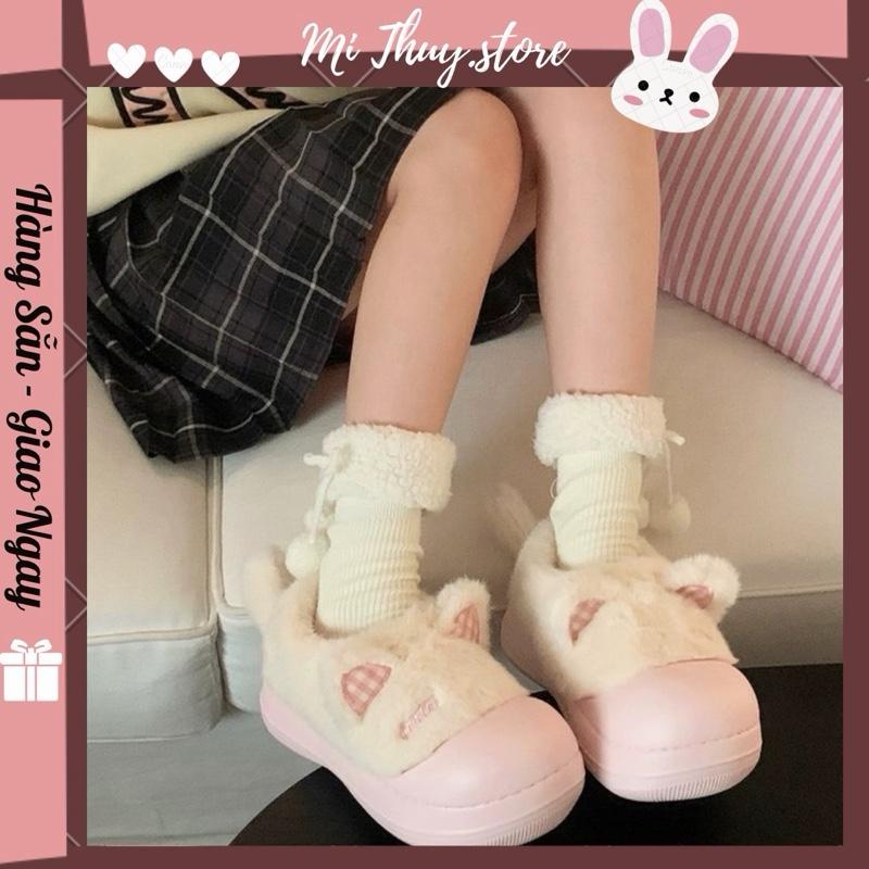 Mi Thuy Store Giày bông nữ tai mèo dễ thương GIÀY TAI MÈO