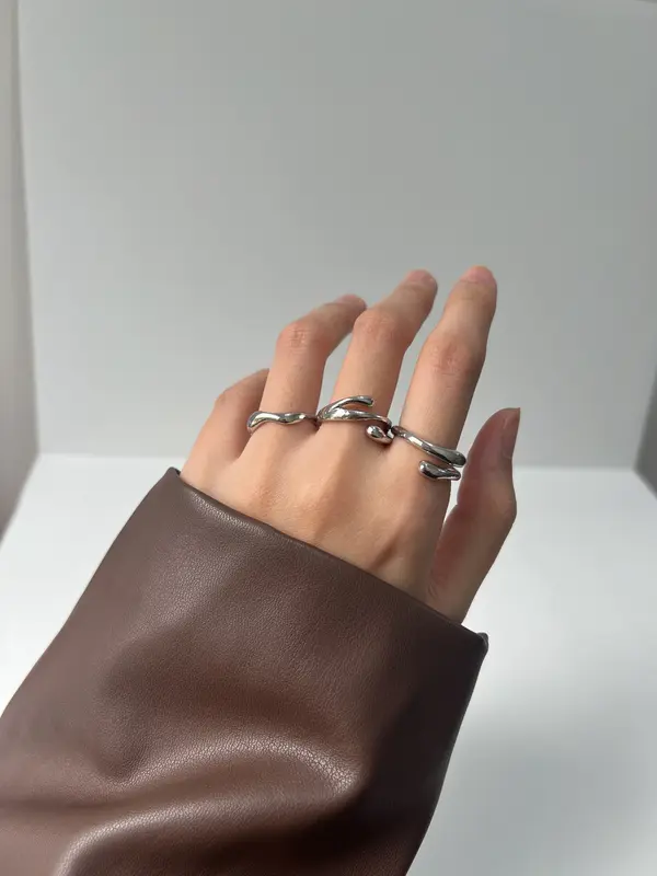 Beur - LISA 3 in 1 Cincin KC Silver Platted Adjustable Ring  / Cincin Open Size 0