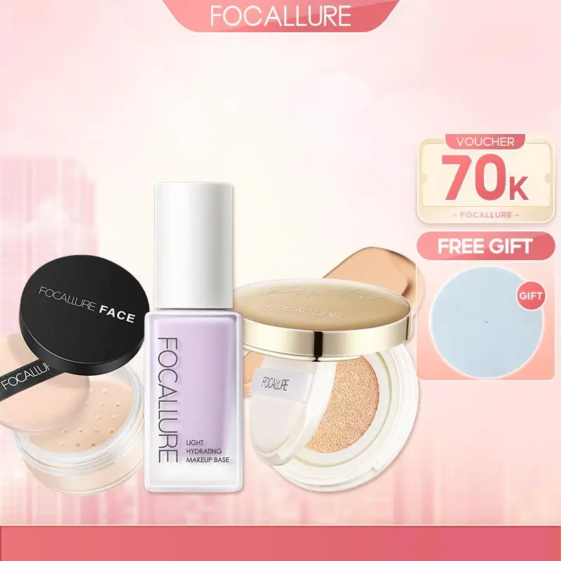 【 Voucher 70K 】FOCALLURE Combo 2 Món Kem Lót Hỗ Trợ Làm Đều Màu Da + Phấn Nước Cushion Hỗ Trợ Che Phủ Lỗ Chân Lông Phù Hợp Cho Mọi Loại Da