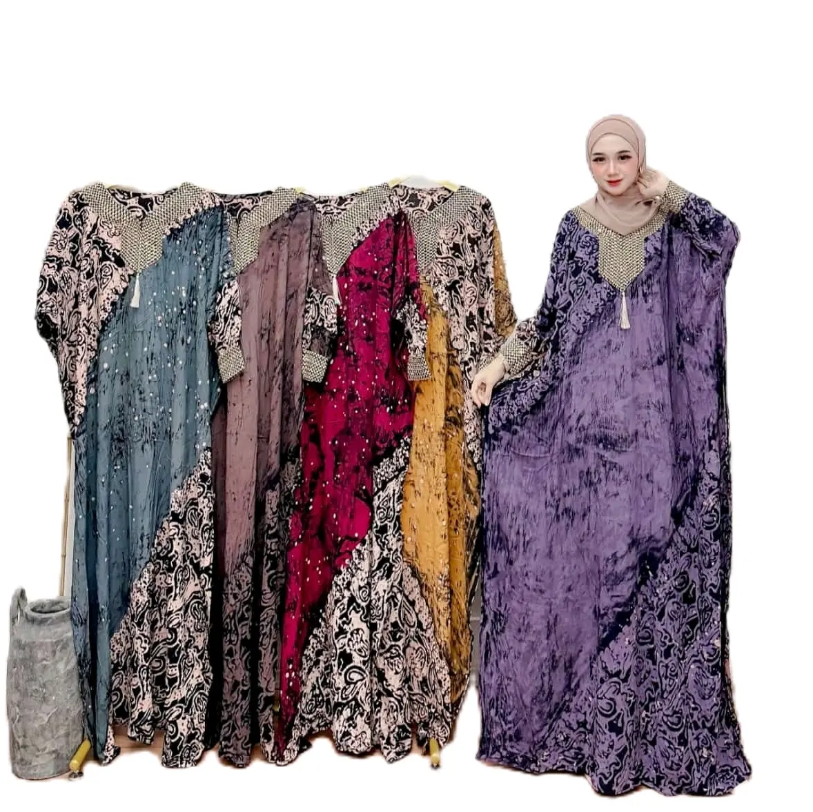 Kaftan Renda Sultan  motif love/Rayon premium cntik formal,gamis muslim dress tebal wanita lebaran