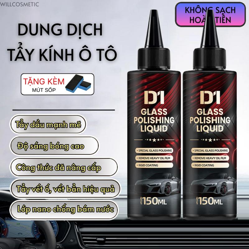 Dung dịch tẩy ố kính, gương ô tô cao cấp D1 giúp loại bỏ đầu, vết ố, cặn canxi bám trên kính và gương xe