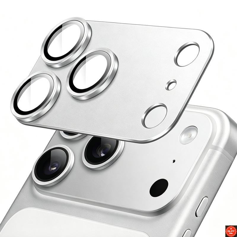 GLXY Bảo vệ ống kính camera cho Phone 17 Pro Max/17 Pro, hút dính mạnh, bằng kim loại, kính cường lực 9H+, bảo vệ toàn diện màn hình camera, 202675