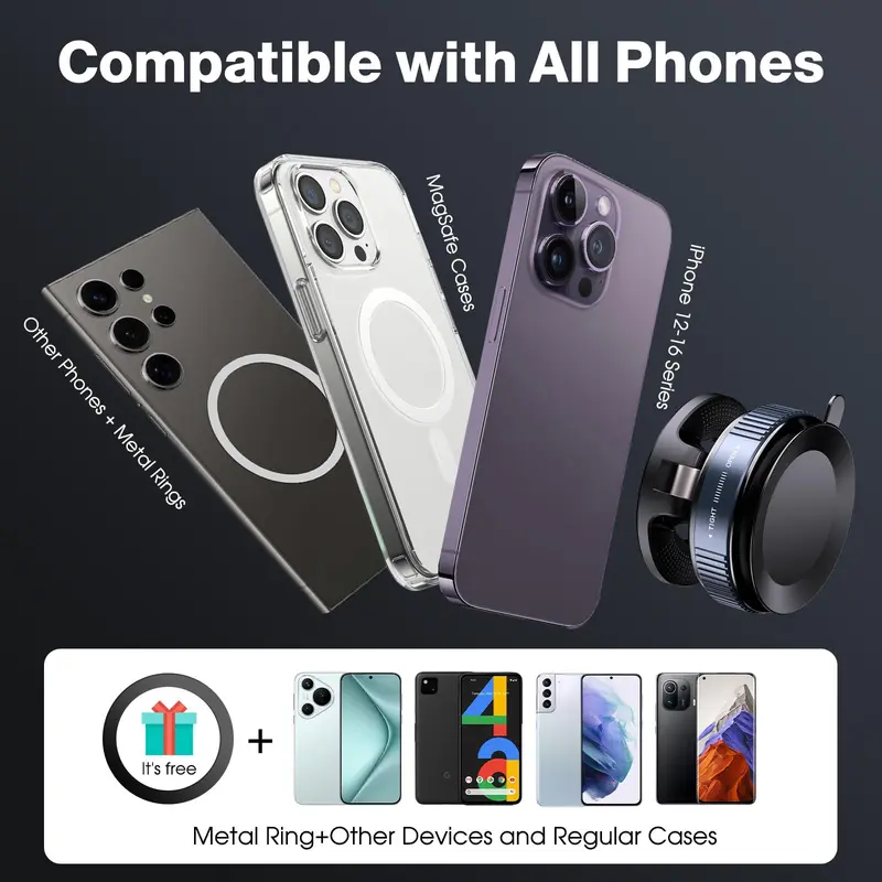 Soporte magnético de succión al aspiradora, Envío de placa magnética anular plegable y retráctil manos libres con ventosa para coche, gimnasio, espejo, superficie lisa, compatible con iPhone Android y todos los teléfonos - Foto 6