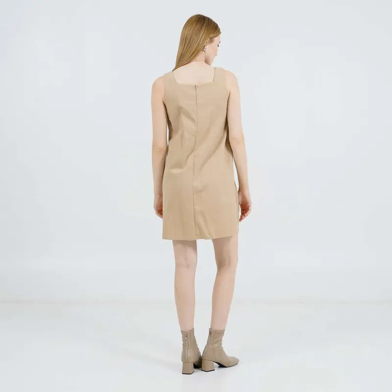 This Is April Mini Dress Simple Wanita Tanpa Lengan Luna Dress Khaki & Black 8