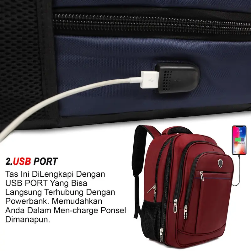 POLO GIVES Tas Ransel POLO Original Import 18 Inch + Free Raincover + Free USB Ransel Sekolah IMPORT 5