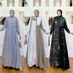 Renata Gamis Dress Ceruty Armany Baby Doll Mix Cotton Mamba Printing HMF Luxury Pesta Kondangan Dewasa