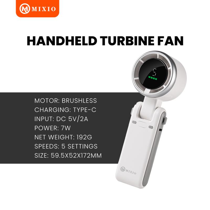 MIXIO GS-01 Kipas Angin Turbo Strong Portable Handheld Rechargeable Mini Fan Lipat High Speed 15000RPM 8