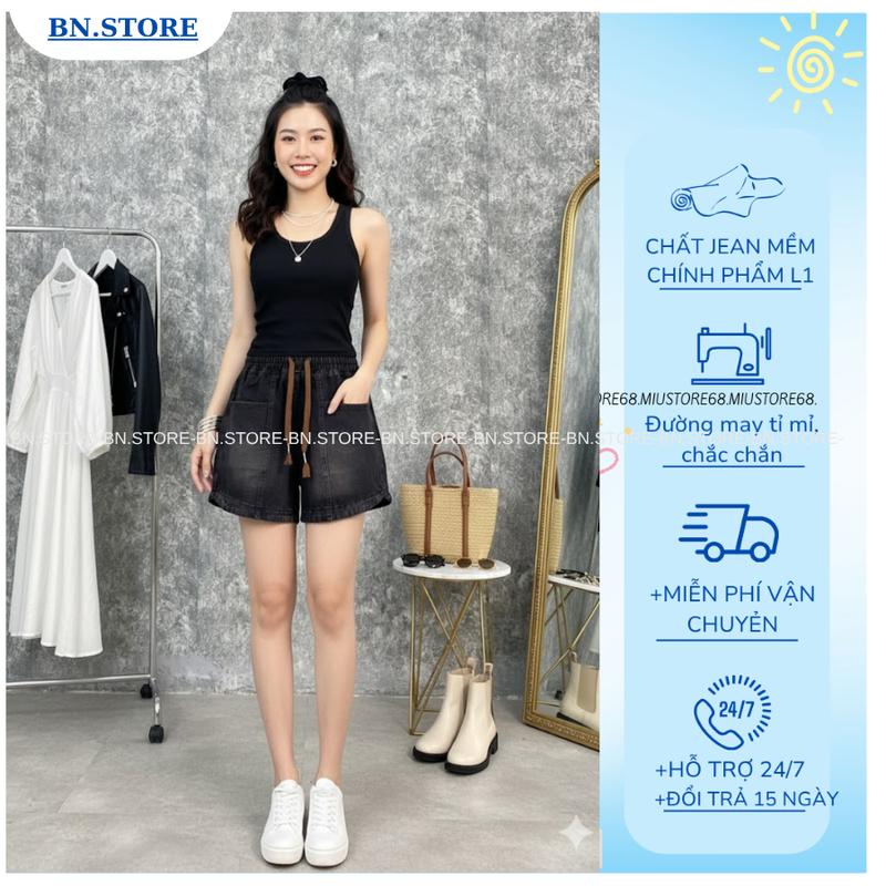  Quần Đùi Nữ Ống Rộng Cạp Chun Phong Cách  Quần Short Nữ Chất JEAN  Mềm M029  Voi Women Pants 