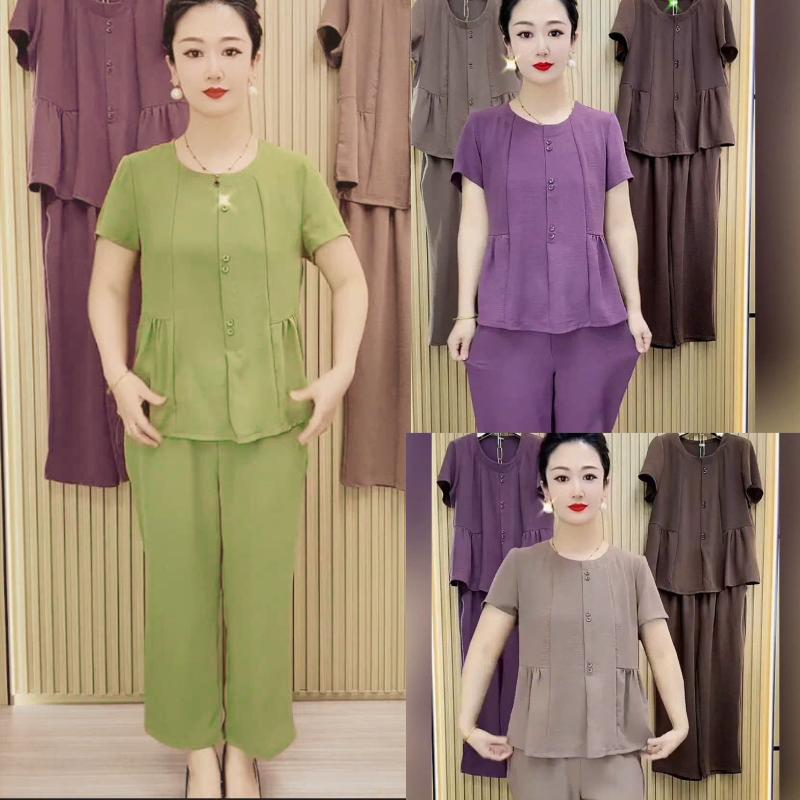 ĐỒ BỘ CHO MẸ MẶC NHÀ, BỘ ĐŨI TRUNG NIÊN NỮ, QUẦN DÀI ỐNG VỪA Women Áo-ST35