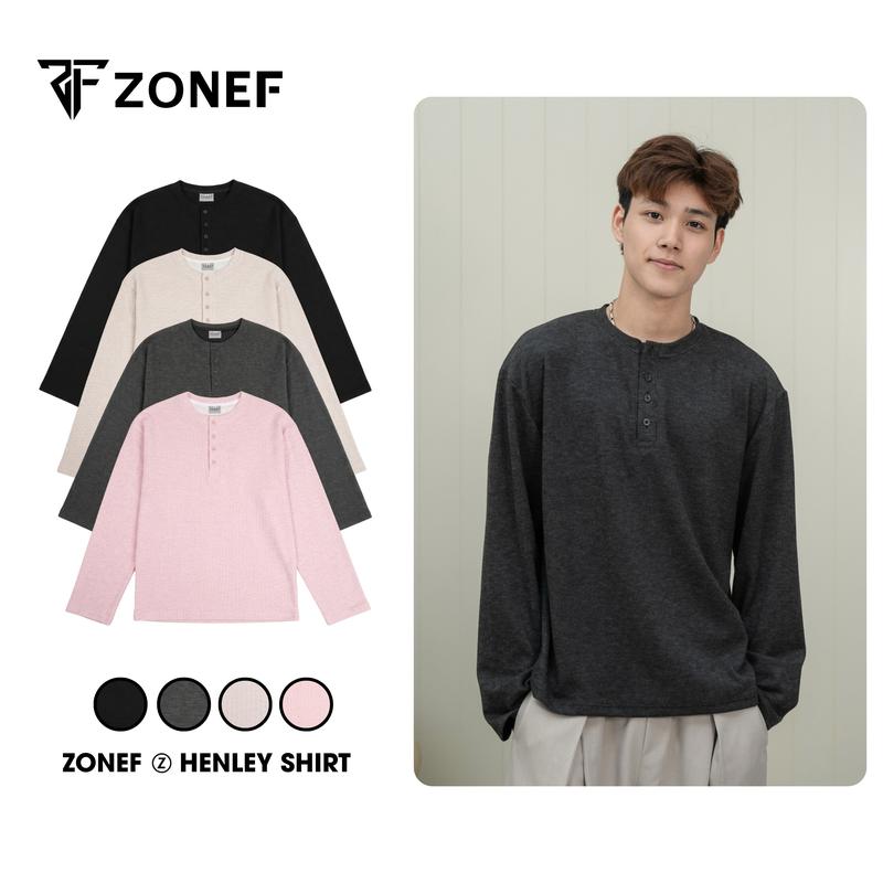 Áo Thun Dài Tay Cổ Cúc Vải Tăm Lông Thỏ by Zonef Studio, Áo Thun Nam Nữ Unisex Phong Cách Trẻ Trung, Năng Động