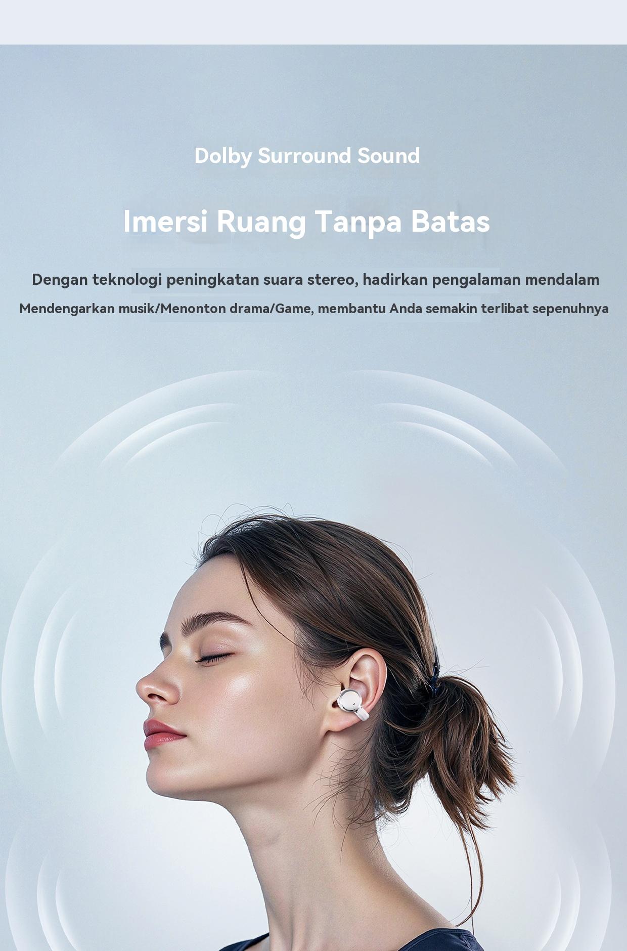 【Dua pasangan headphone】Q10 Bluetooth TWS nirkabel Earbud kualitas tinggi suara klip telinga + In-ear earphone ultra panjang jangka hidup pengurangan kebisingan headphone nirkabel olahraga headset game latensi rendah dengan LED digital