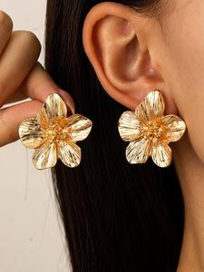 Pendientes de metal con forma de pétalo exagerados, joyería única para mujer para uso diario y fiestas, pendientes stud llamativos para amantes de la moda, accesorio de tendencia