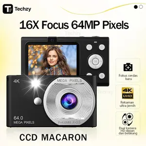 Techzy M-20 Kamera Digital CCD Camera 64MP 16X Zoom 1080P  2,4 Inci 4K Vlog Anti Goyang Filter Kamera Pocket,Dukungan Selfie ,Cocok untuk siswa Flash dan filter bawaan Anti Goyang Vlog kamera Kamera Pocket