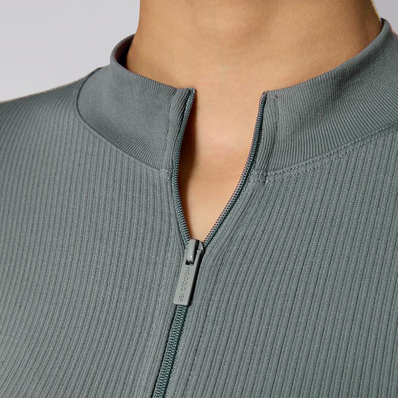 Mooslover Livestream - Sexy Ribbed One Piece Zip Front Long Sleeve Top Bodysuits 6