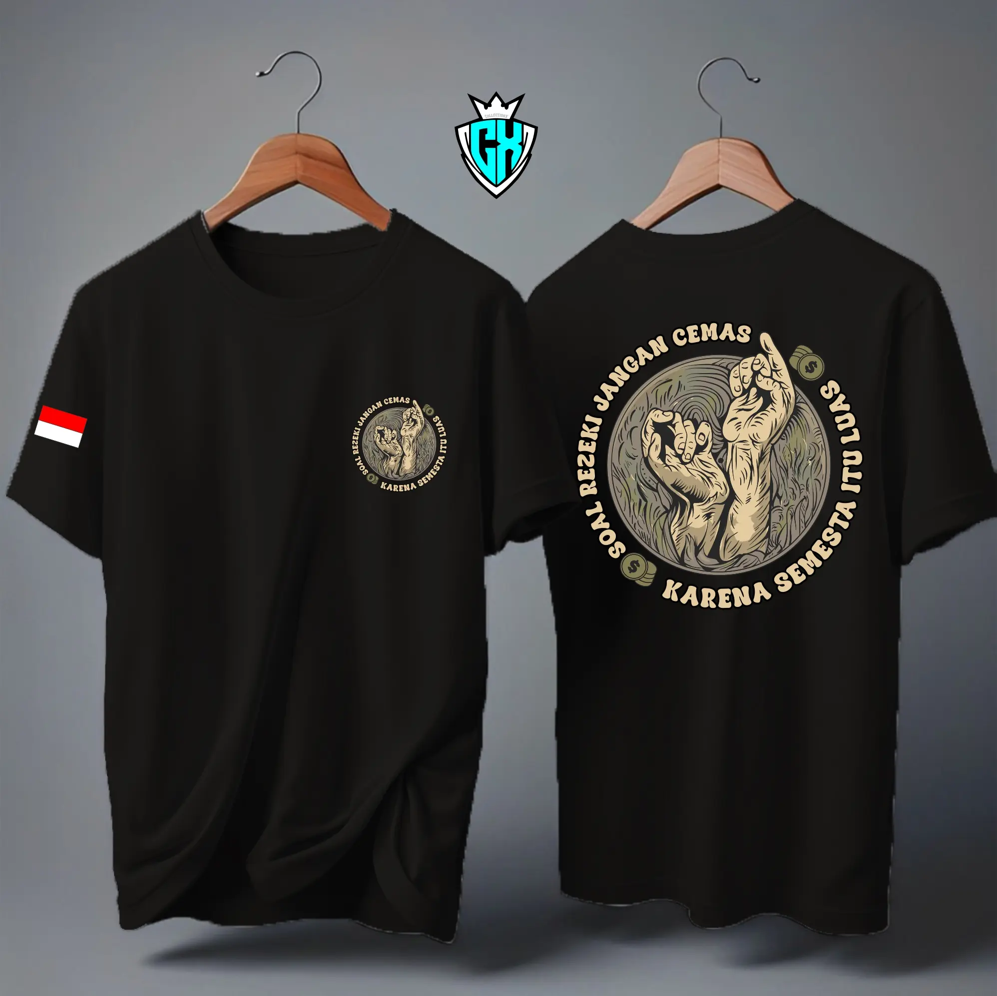 KAOS ATASAN SOAL REZEKI JANGAN CEMAS KARENA SEMESTA ITU LUAS BENDERA/KAOS LENGAN PENDEK/KAOS POLOS Oblong Combed Dewasa