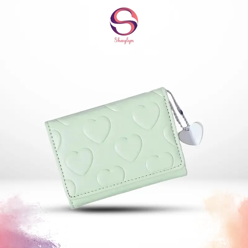 Dompet Lipat Wanita Motif Love Timbul Dompet Mini Wanita  Lucu New Collection BY009 Kartu Kulit 0