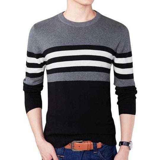 Kaos Pria Jaket Pria Sweater Rajut Pria Oblong Lengan Panjang Sweater Motif Crossline Bahan 12Get Get Halus & Tebal 4