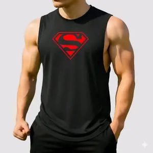 Singlet Low Cut Superman Olahraga Pria Gym Fitness Compression  - Tank Top Ketiak Lebar Lowcut Bahan Adem Elastis Dan Nyaman