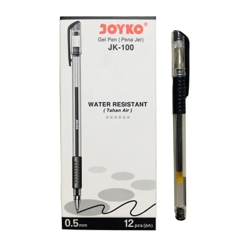 Joyko Gel Pen King Jeller JK-100 Tinta Hitam Tahan Air Satuan 1