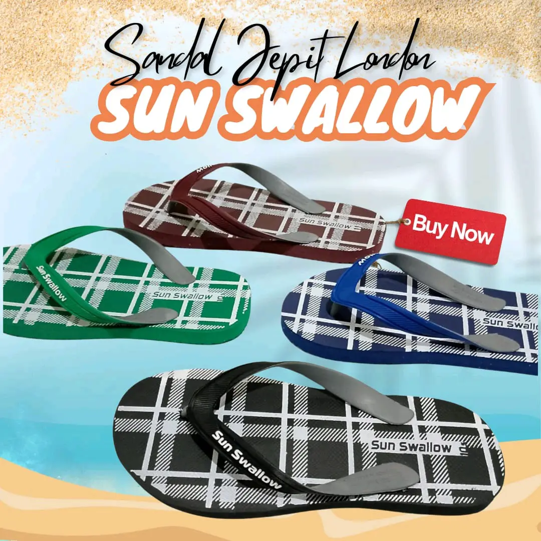 ECERAN SATUAN!!Sandal Karet Sun Swallow Motif LONDON 10-11,5(40-43) Sendal